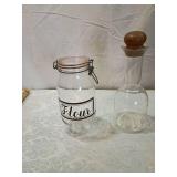 Glass Kitchen Storage Set - Flour Jar and Decanter Glass Kitchen Storage Set - Flour Jar and Decanter