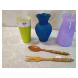 Decorative Glass Vases and Wooden Serving Set Decorative Glass Vases and Wooden Serving Set