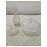 Cut Glass Candy Dish Set with Glass Bottle Cut Glass Candy Dish Set with Glass Bottle