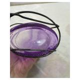 Decorative Purple Glass Jar and Floral Enamel Bowl Set Decorative Purple Glass Jar and Floral Enamel Bowl Set