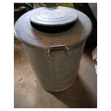 Large Galvanized Steel heater Can with LidHeavy antique old heater Large Galvanized Steel heater Can with LidHeavy antique old heater