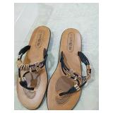 Roc Lady Black Strappy Sandals with Gold Accents Roc Lady Black Strappy Sandals with Gold Accents