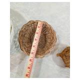 White Wicker Basket Set with Decorative Handle White Wicker Basket Set with Decorative Handle