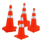 $80 6-Pack Traffic Cones 28in w/ Reflective Collars, PVC Base, Orange