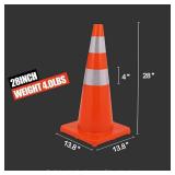 $80 6-Pack Traffic Cones 28in w/ Reflective Collars, PVC Base, Orange