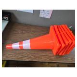 $80 6-Pack Traffic Cones 28in w/ Reflective Collars, PVC Base, Orange
