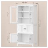$114 53.1' H Tall Bathroom Storage Cabinet, 6-Door Linen Pantry White