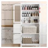$114 53.1' H Tall Bathroom Storage Cabinet, 6-Door Linen Pantry White