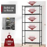 $90 Storage Racks - 2-Pack, 5-Tier Steel Shelving, 33.5x12.6x72, Black