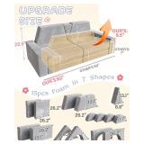 $150 YEFU 15pcs Modular Kids Play Couch for Toddler & Children, Grey