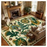 $76 Joydeco Egypt Floral Boho 8x10 Area Rug, Washable Non-Slip Beige