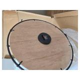 $56 24-Inch Farmhouse Wall Clock, Rustic Wood, Metal Circle & Numerals