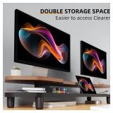 $73 Dual Monitor Stand Riser, 39.4-Inch Desk Organizer with Shelf