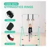 $63 Height Adjustable Gymnastics Bar with Rings, Foldable Home Gym
