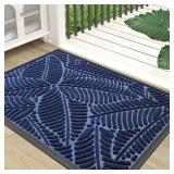 Colorxy Waterproof Doormat, Rubber Front Mat, 30'x17', Navy