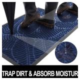 Colorxy Waterproof Doormat, Rubber Front Mat, 30'x17', Navy