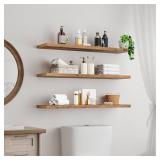 $54 Floating Wall Shelves, Set of 3, 1.5 Thick, Brown 10301BJP3BF