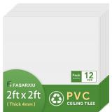 $76 24'x24' White Waterproof PVC Ceiling Tiles - Case of 12