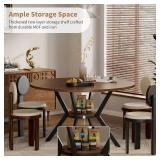 $135 42' Round Dining Table for 4 Farmhouse Kitchen Table with Storage