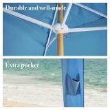 $96 AMMSUN Beach Cabana 6'x6' Canopy, Wood Poles, Sand Pockets, Blue