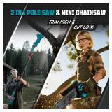$110 2-in-1 Cordless Pole Saw & 8' Mini Chainsaw, 21V 4.0Ah