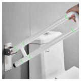 $67 28-Inch Flip-Up Toilet Grab Bar, Stainless Steel, ABS, White