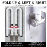 $67 28-Inch Flip-Up Toilet Grab Bar, Stainless Steel, ABS, White