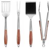 $50 FJNATINH Heavy-Duty Rosewood BBQ Tools Set: Spatula, Fork Tongs