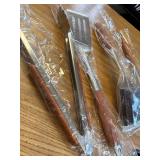 $50 FJNATINH Heavy-Duty Rosewood BBQ Tools Set: Spatula, Fork Tongs