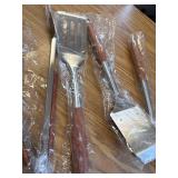 $50 FJNATINH Heavy-Duty Rosewood BBQ Tools Set: Spatula, Fork Tongs