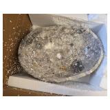 $256 Fossil Gray Marble Vessel Sink Hand-Carved Canoe-Shaped Sink