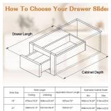 Probrico 1 Pair 21-Inch Undermount Drawer Slides, Full Extension