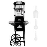 $260 10 Oz Popcorn Machine with Cart (Black) - One-Touch, 30-40 Cups