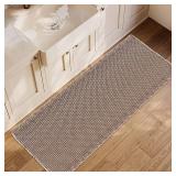 ZALL Tan Waffle Bath Mat, Non-Slip Long Runner, 24x60in