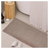 ZALL Tan Waffle Bath Mat, Non-Slip Long Runner, 24x60in