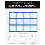 32x48 Wall Calendar 2026 Wet & Dry Erase Markers, Planner, Blue