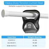 Tension Curtain Rod 64-120 in, Heavy Duty, No-Drill, White