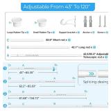 Tension Curtain Rod 64-120 in, Heavy Duty, No-Drill, White