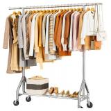 $70 Heavy Duty Clothes Rack 450 LBS, Metal Garment Rack with Wheels