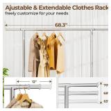 $70 Heavy Duty Clothes Rack 450 LBS, Metal Garment Rack with Wheels