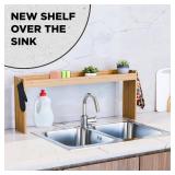 Edgecrest Bamboo Spice Shelf over Stove/Sink 31.5W 11.4H 6 Hooks