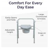 Drive Medical Folding Steel Bedside Commode Chair - 3-in-1 Toilet