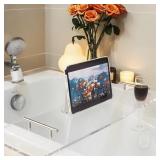 $80 Acrylic Bathtub Tray Caddy with Book/Wine Glass Holder, 39.3in, see not