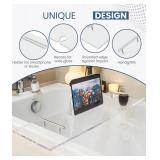 $80 Acrylic Bathtub Tray Caddy with Book/Wine Glass Holder, 39.3in, see not
