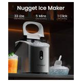 $180 Nugget Ice Maker, Countertop 34lb/24H Pebble Ice, Self-Cleaning