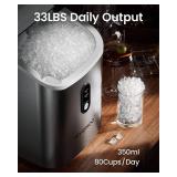 $180 Nugget Ice Maker, Countertop 34lb/24H Pebble Ice, Self-Cleaning