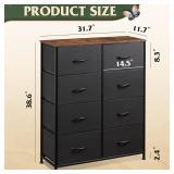 $50 WLIVE Tall Fabric Dresser, 8-Drawer Storage Tower with Bins, BROWN Top