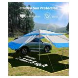 $130 JOYTUTUS 11.5x7.9 ft Awning, 3-Side, UV50+, PU2000mm, Gray-Blue