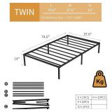 $53 NEW JETO Metal Bed Frame, Twin Size, 14-Inch, Durable & Simple.