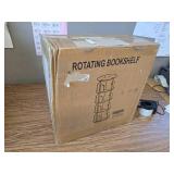 $63 4-Tier Rotating Bookshelf Tower, 360 Bookcase, White